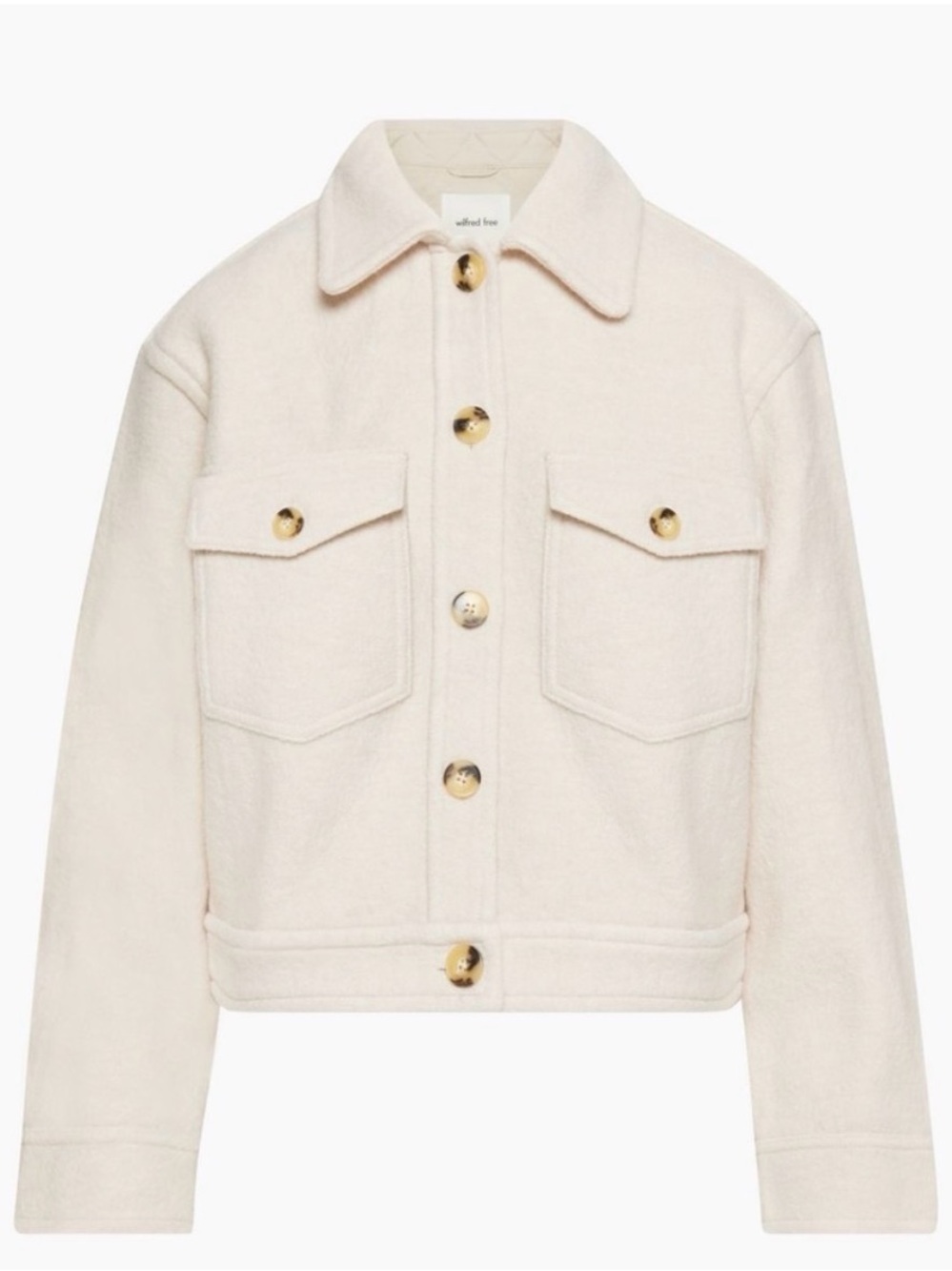 Aritzia Cream Button-Front Wool Shirt Jacket Wilfred Free
